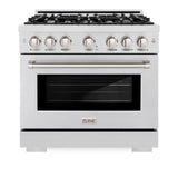 ZLINE 36 in. 5.2 cu. ft. Select Dual Fuel Range with 6 Burner Gas Cooktop and Electric Convection Oven in Satin Stainless Steel (HDRS-36)