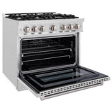 ZLINE 36 in. 5.2 cu. ft. Select Dual Fuel Range with 6 Burner Gas Cooktop and Electric Convection Oven in Satin Stainless Steel (HDRS-36)
