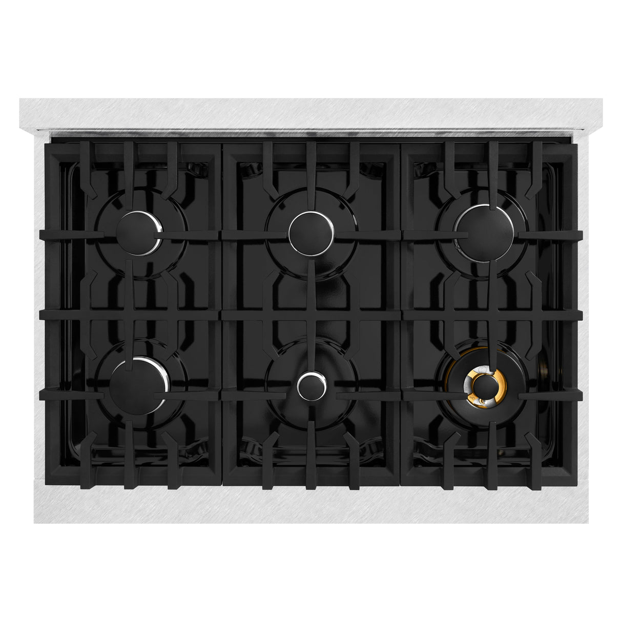 ZLINE 36 in. 5.2 cu. ft. Select Dual Fuel Range with 6 Burner Gas Cooktop and Electric Convection Oven in Satin Stainless Steel (HDRS-36)