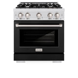 ZLINE 36 in. 5.2 cu. ft. Select Gas Range with 6 Burner Cooktop and Convection Gas Oven in Satin Stainless Steel with Black Matte Door (HGRS-BLM-36)