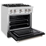 ZLINE 36 in. 5.2 cu. ft. Select Gas Range with 6 Burner Cooktop and Convection Gas Oven in Satin Stainless Steel with Black Matte Door (HGRS-BLM-36)