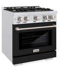 ZLINE 36 in. 5.2 cu. ft. Select Gas Range with 6 Burner Cooktop and Convection Gas Oven in Satin Stainless Steel with Black Matte Door (HGRS-BLM-36)