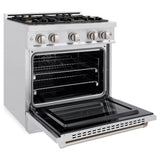 ZLINE 30 in. 4.2 cu. ft. Select Gas Range with Convection Gas Oven in Satin Stainless Steel with 4 Brass Burners (HGRS-BR-30)