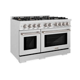 ZLINE 48 in. 6.7 cu. ft. Select Double Oven Gas Range in Satin Stainless Steel with 8 Brass Burners (HGRS-BR-48)