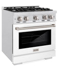 ZLINE 30 in. 4.2 cu. ft. Select Gas Range with 4 Burner Cooktop and Convection Gas Oven in Satin Stainless Steel with White Matte Door (HGRS-WM-30)