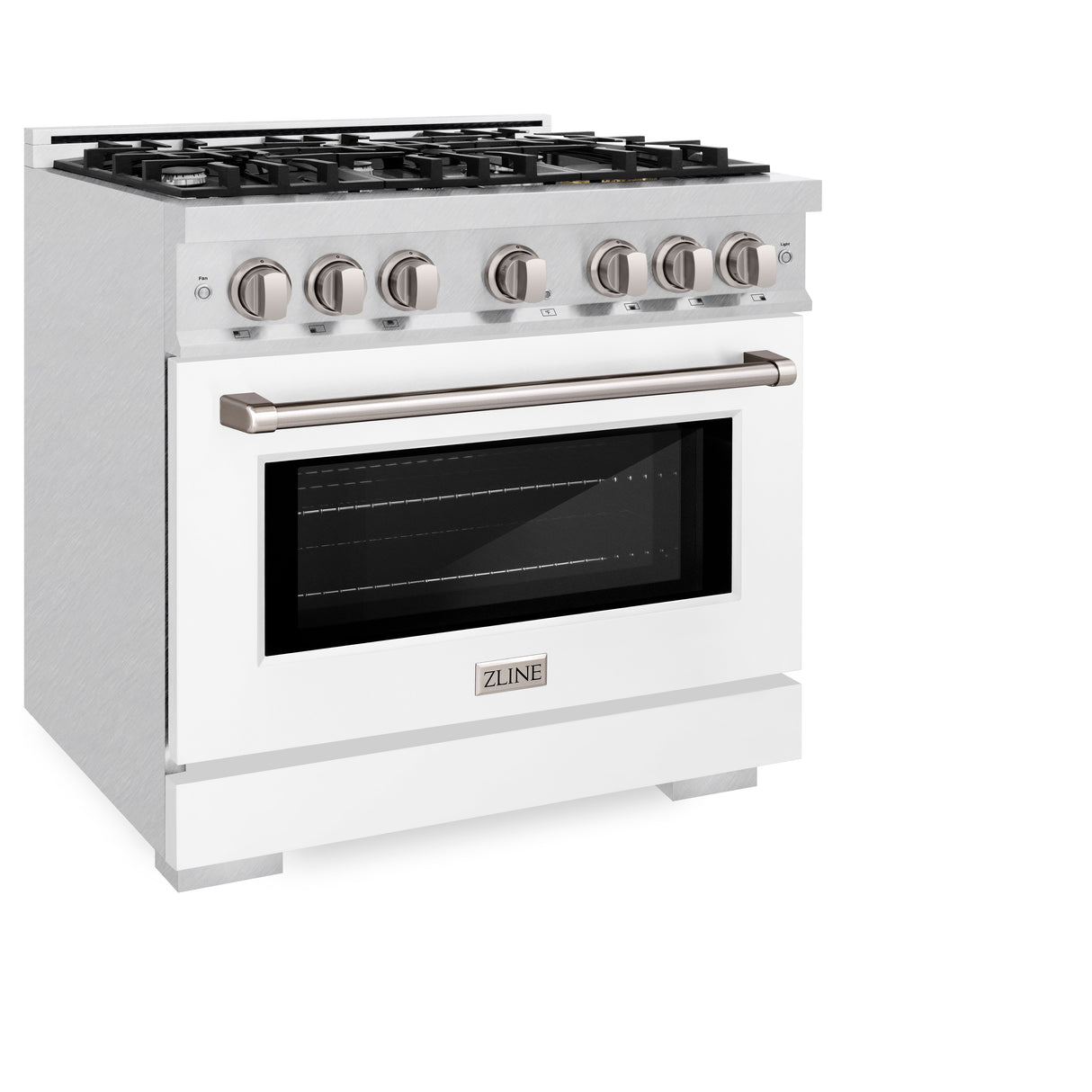 ZLINE 36 in. 5.2 cu. ft. Select Gas Range with 6 Burner Cooktop and Convection Gas Oven in Satin Stainless Steel with White Matte Door (HGRS-WM-36)