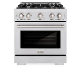 ZLINE 30 in. 4.2 cu. ft. Select Gas Range with 4 Burner Cooktop and Convection Gas Oven in Satin Stainless Steel (HGRS-30)