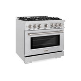 ZLINE 36 in. 5.2 cu. ft. Select Gas Range with 6 Burner Cooktop and Convection Gas Oven in Satin Stainless Steel (HGRS-36)