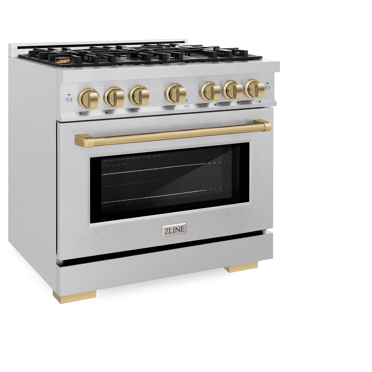 ZLINE Autograph Edition 36 in. 5.2 cu. ft. Select Gas Range with 6 Burner Cooktop and Convection Gas Oven in Satin Stainless Steel and Champagne Bronze Accents (HGRSZ-36-CB)