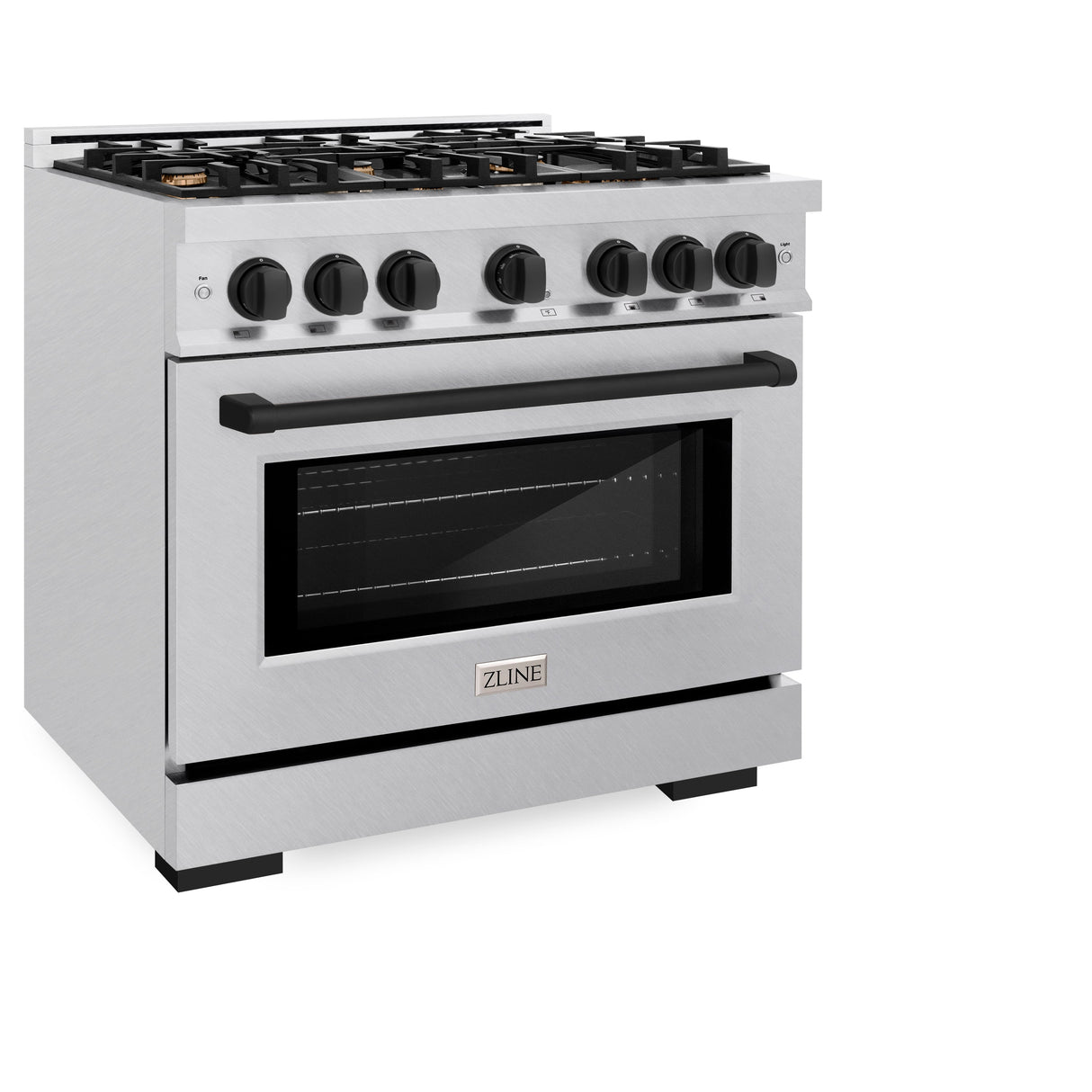 ZLINE Autograph Edition 36 in. 5.2 cu. ft. Select Gas Range with 6 Burner Cooktop and Convection Gas Oven in Satin Stainless Steel and Matte Black Accents (HGRSZ-36-MB)