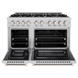 ZLINE 48 in. 6.7 cu. ft. Select Double Oven Dual Fuel Range with 8 Burner Gas Cooktop in Stainless Steel (HDR48)
