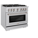 ZLINE 36 in. 5.2 cu. ft. Select Gas Range with 6 Burner Cooktop and Convection Gas Oven in Stainless Steel (HGR36)