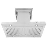 36" ZLINE CrownSound™Ducted Vent Island Mount Range Hood in Stainless Steel with Built-in Bluetooth Speakers (KE2iCRN-BT-36)
