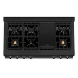 ZLINE 48 in. Legacy Gas Rangetop with 6 Brass Burners and Porcelain Cooktop in Black Stainless Steel (RTB-BR-48)