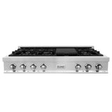 ZLINE 48 in. Porcelain Gas Stovetop with 7 Gas Burners and Griddle (RT48)