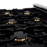 ZLINE Autograph Edition 36 in. 4.6 cu. ft. Legacy Dual Fuel Range with 6 Burner Gas Cooktop and Electric Convection Oven in Stainless Steel with White Matte Door and Matte Black Accents (RAZ-WM-36-MB)