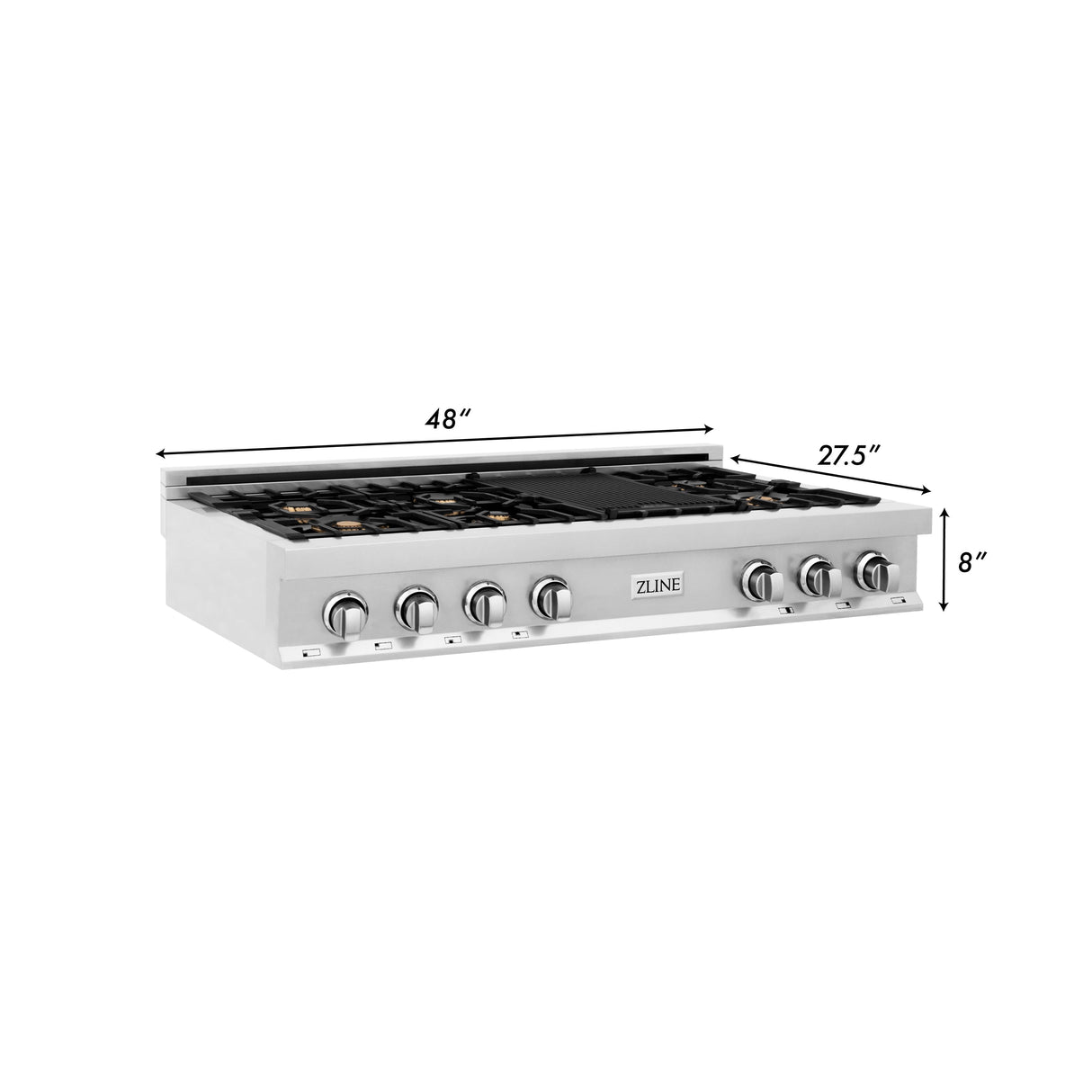 ZLINE 48 in. Legacy Gas Rangetop with 6 Brass Burners and Porcelain Cooktop in Stainless Steel (RT-BR-48)