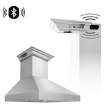 48" ZLINE CrownSound™Ducted Vent Professional Wall Mount Range Hood in Stainless Steel with Built-in Bluetooth Speakers (697CRN-BT-48)