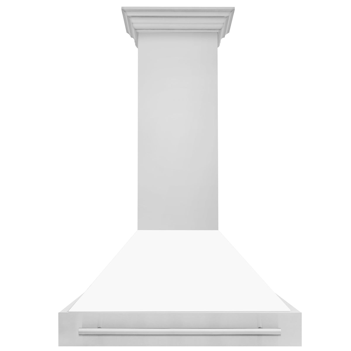 ZLINE 36" Stainless Steel Range Hood with White Matte Shell and Stainless Steel Handle (8654STX-WM-36)