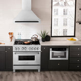 ZLINE Autograph Edition 36" Fingerprint Resistant Stainless Steel Range Hood with Matte Black Handle (8654SNZ-36-MB)