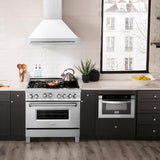 ZLINE 36" Fingerprint Resistant Stainless Steel Range Hood with White Matte Shell (8654SNX-WM36)