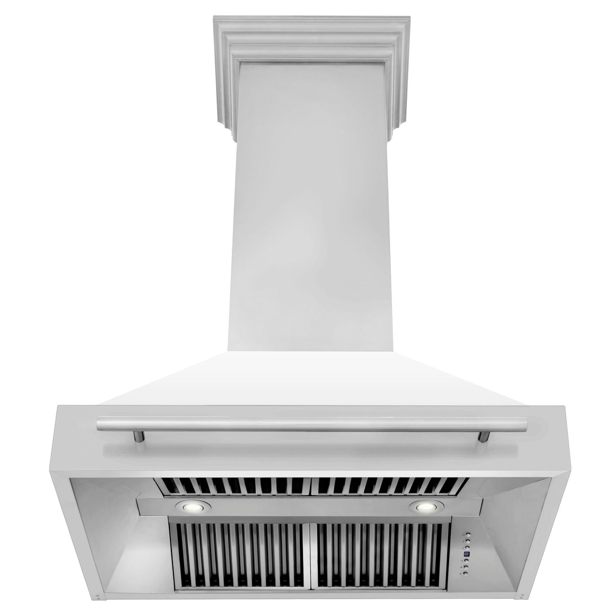 ZLINE 36" Stainless Steel Range Hood with White Matte Shell and Stainless Steel Handle (8654STX-WM-36)