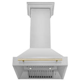 ZLINE Autograph Edition 30 in. Kitchen Package with Stainless Steel Dual Fuel Range, Range Hood, Dishwasher, and Refrigerator with External Water Dispenser with Polished Gold Accents (4AKPR-RARHDWM30-G)