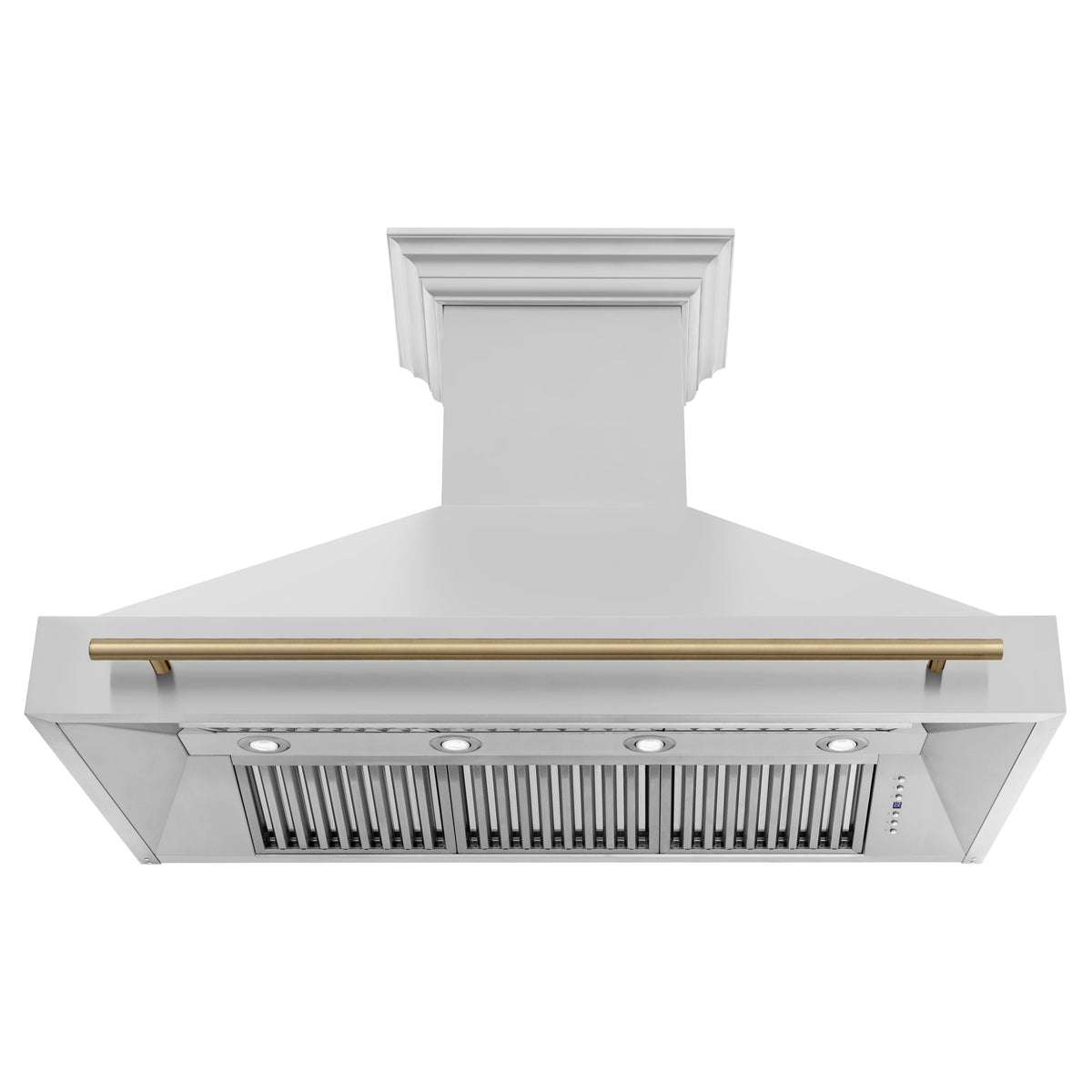 ZLINE Autograph Edition 48" Stainless Steel Range Hood with Stainless Steel Shell and Champagne Bronze Handle (8654STZ-48-CB)