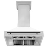 ZLINE Autograph Edition 36 in. Kitchen Package with Stainless Steel Dual Fuel Range with White Matte Door, Range Hood and Dishwasher with Matte Black Accents (3AKP-RAWMRHDWM36-MB)