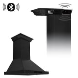 36" ZLINE CrownSound™Ducted Vent Wall Mount Range Hood in Black Stainless Steel with Built-in Bluetooth Speakers (BSKBNCRN-BT-36)