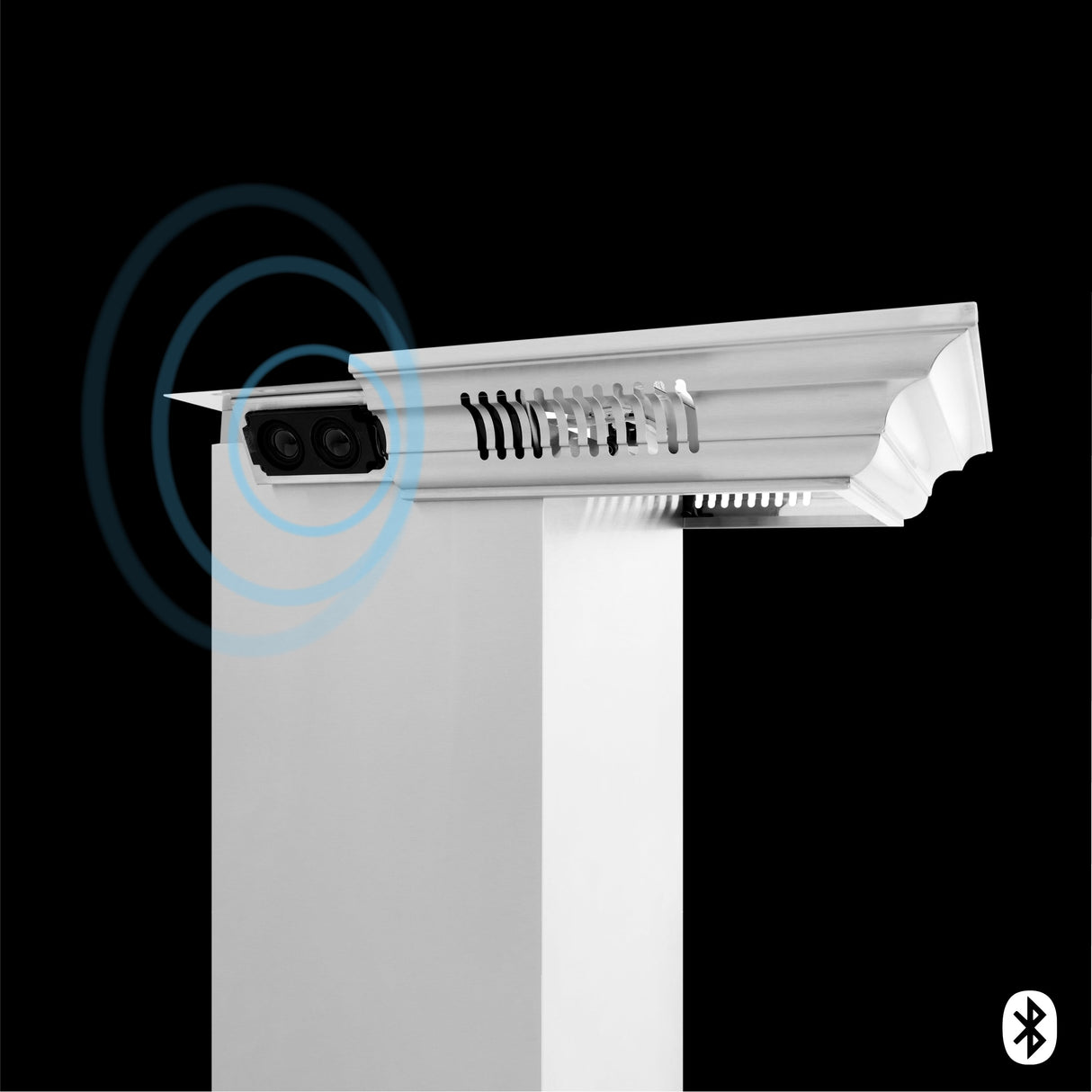 48" ZLINE CrownSound™Ducted Vent Professional Wall Mount Range Hood in Stainless Steel with Built-in Bluetooth Speakers (697CRN-BT-48)