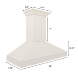 ZLINE 48" Ducted Vent Wooden Convertible Vent Wall Mount Range Hood in Cottage White (KPTT-48)