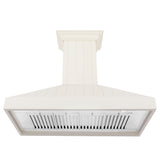 ZLINE 48" Ducted Vent Wooden Convertible Vent Wall Mount Range Hood in Cottage White (KPTT-48)
