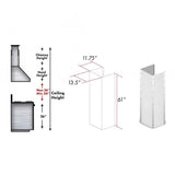 ZLINE 61 in. Satin Stainless Steel Extended Chimney and Crown (655-4SSSS-36-304-E)
