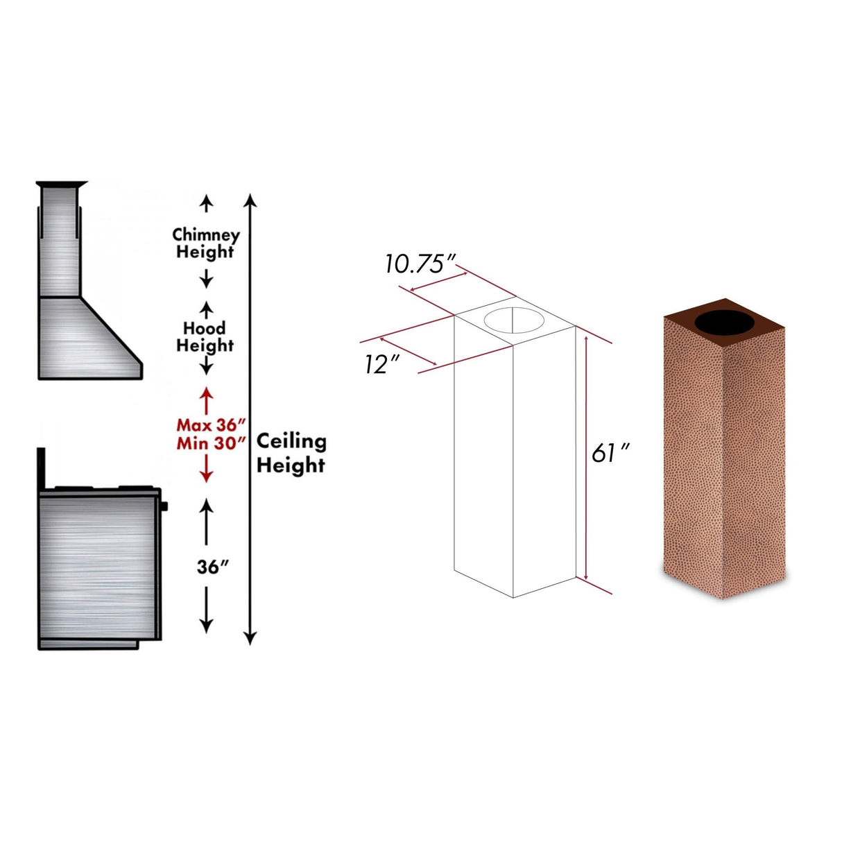 ZLINE 61 in. Snow Finished Stainless Steel Chimney Extension for Ceilings up to 12.5 ft. (8GL2Hi-E)
