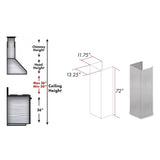 ZLINE 72 in. Satin Stainless Steel Extended Chimney and Crown (8654-E)