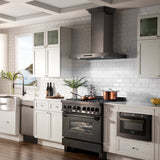 ZLINE 36" Convertible Vent Wall Mount Range Hood in Black Stainless Steel with Crown Molding (BSKENCRN-36)