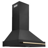 ZLINE 36" Black Stainless Steel Range Hood with Polished Gold Handle (BS655Z-36-G)