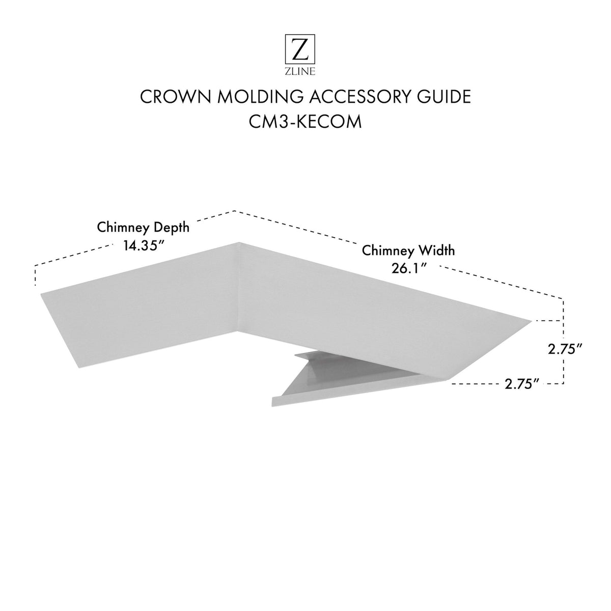 ZLINE Crown Molding Profile 3 for Wall Mount Range Hood (CM3-KECOM)