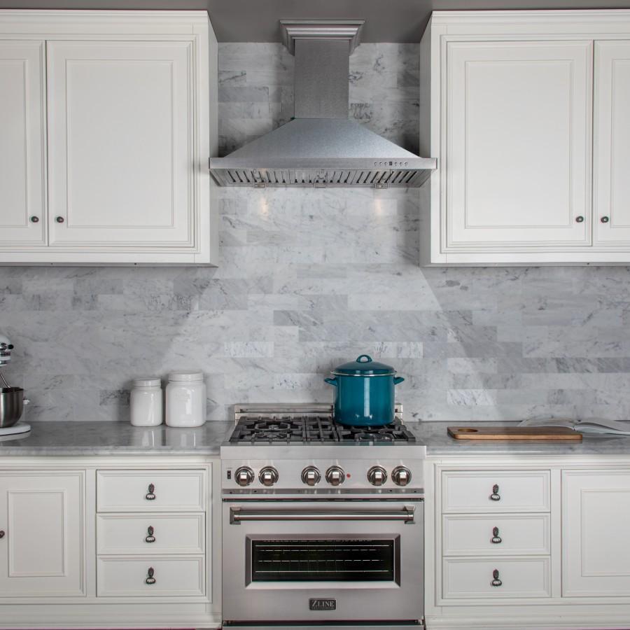 ZLINE 36 in. Designer Series Satin Stainless Steel Convertible Vent Wall Mount Range Hood (8KBS-36)