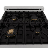 ZLINE 24 in. 2.8 cu. ft. Legacy Dual Fuel Range with Gas Cooktop and Electric Convection Oven in Satin Stainless Steel with 4 Brass Burners (RAS-SN-BR-24)