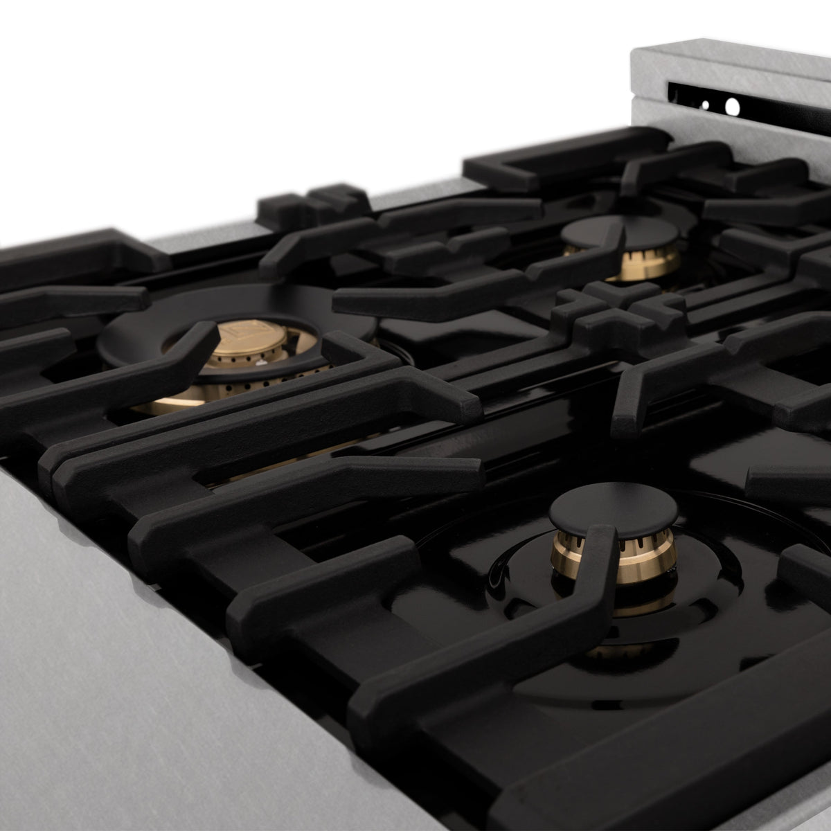 ZLINE 24 in. 2.8 cu. ft. Legacy Dual Fuel Range with Gas Cooktop and Electric Convection Oven in Satin Stainless Steel with 4 Brass Burners (RAS-SN-BR-24)