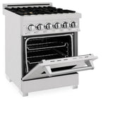 ZLINE 24 in. 2.8 cu. ft. Legacy Dual Fuel Range with Gas Cooktop and Electric Convection Oven in Satin Stainless Steel with 4 Brass Burners (RAS-SN-BR-24)