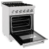 ZLINE 24 in. 2.8 cu. ft. Legacy Dual Fuel Range with Gas Cooktop and Electric Convection Oven in Satin Stainless Steel with 4 Brass Burners (RAS-SN-BR-24)