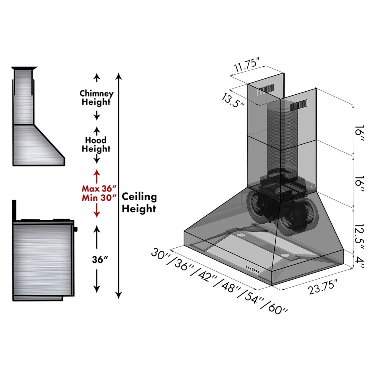 ZLINE 48 in. Professional Ducted Wall Mount Range Hood in Stainless Steel (667-48)