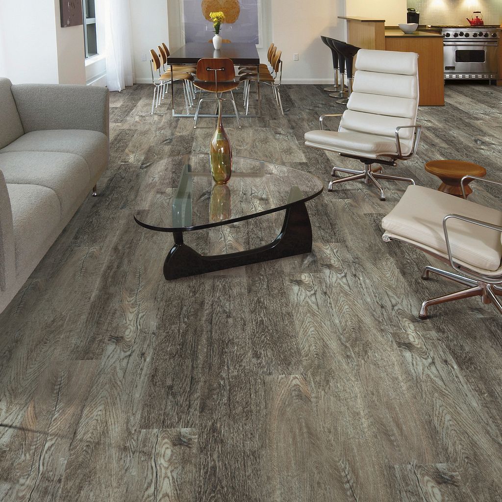 Shaw Floorte Pro Endura Plus Smoky Oak SPC Flooring, ArmourBead Finish Vinyl Flooring, 7" x 48" x 4.8mm Thickness (18.68SQ FT/ CTN)