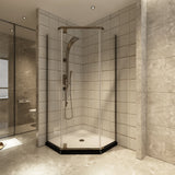 Ivanees 36 In. x 76 In. Neo-Angle Pivot Semi-Frameless Corner Shower Enclosure in Stainless Steel with 8mm Clear Tempered Glass
