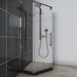 Ivanees 36 In. x 76 In. Neo-Angle Pivot Semi-Frameless Corner Shower Enclosure in Stainless Steel with 8mm Clear Tempered Glass