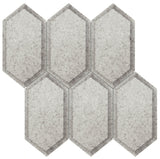 Obsidian Glossy Glass Antique Silver Beveled Hexagon Mosaic
