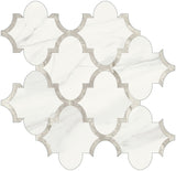 Mayfair High Gloss Volakas Grigio Arabesque Polished Glazed Porcelain Mosaic